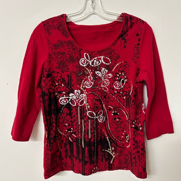 Red Floral Women's Top - Picture 1 of 2